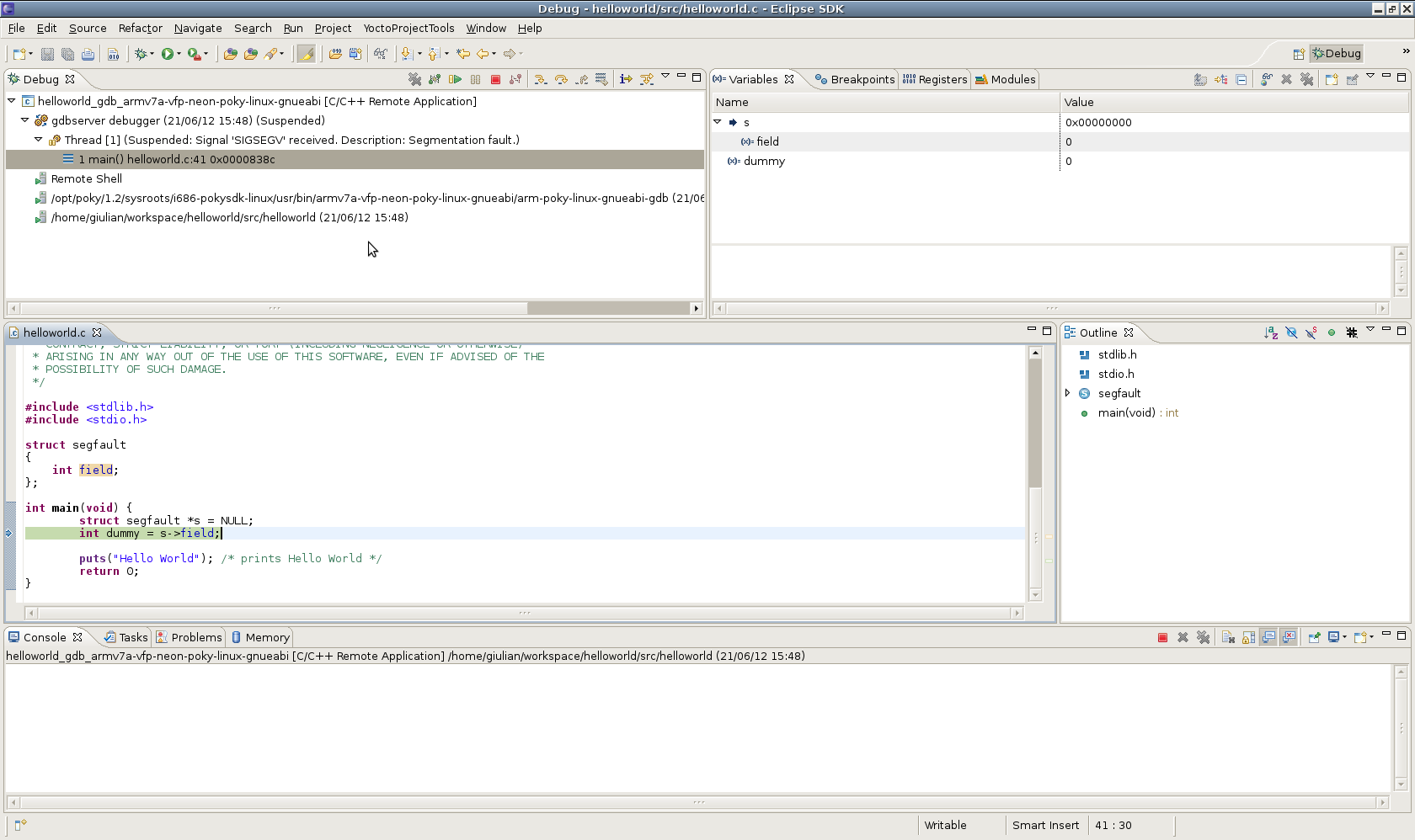 Segmentation Fault Run align-middle